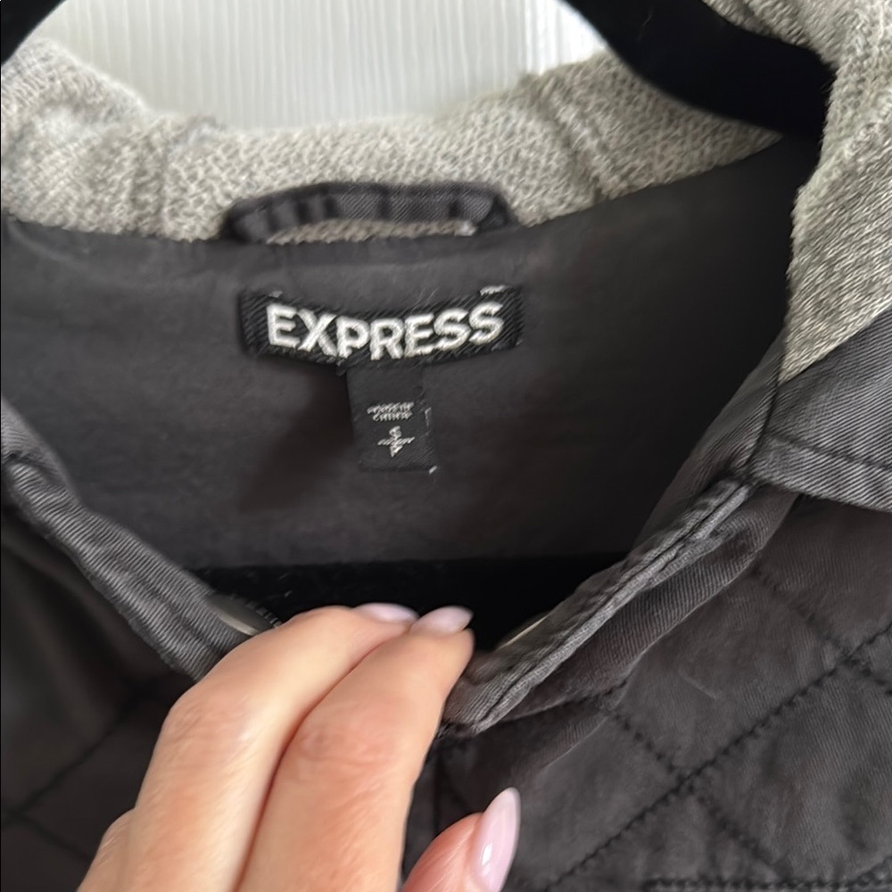 Express Charcoal Quilted Jacket View 3